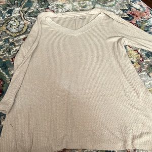 Lane Bryant waffle v neck tunic khaki color